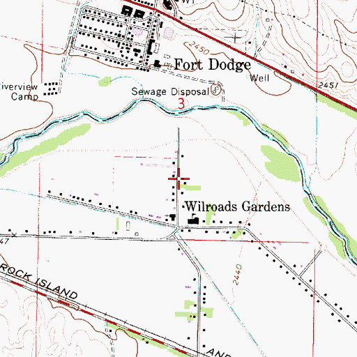 Topographic Map of Wilroads Gardens, KS