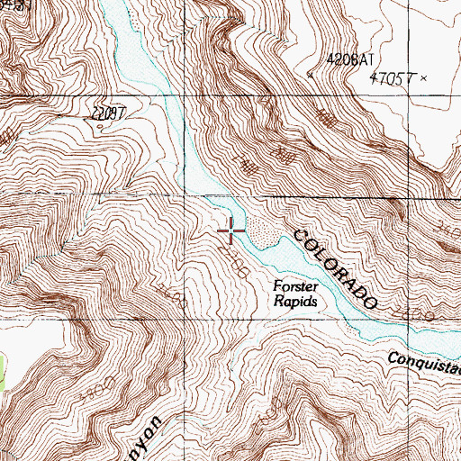 Topographic Map of Forster Rapids, AZ