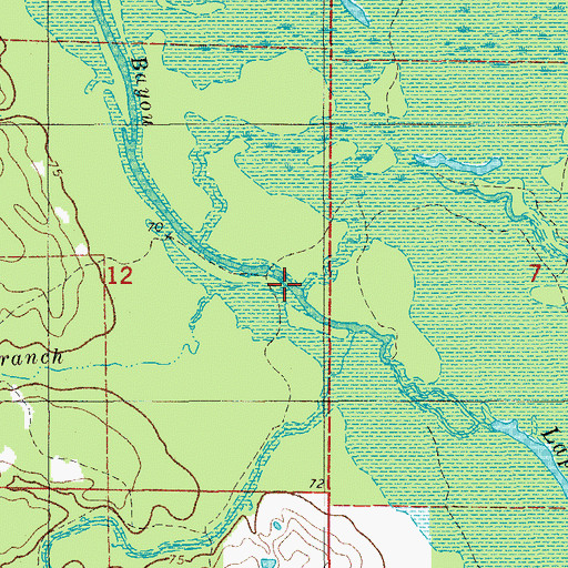Topographic Map of Caney Bayou, AR