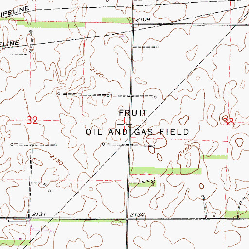 Topographic Map of Fruit Oil and Gas Field, KS