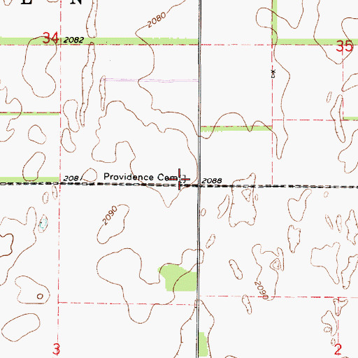 Topographic Map of Providence Cemetery, KS