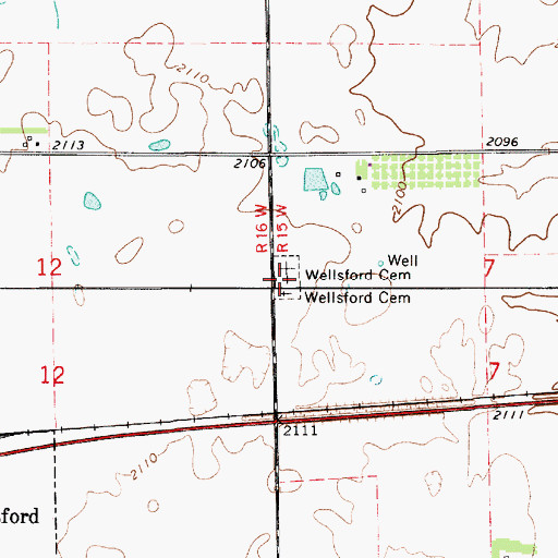 Topographic Map of Wellsford Cemetery, KS