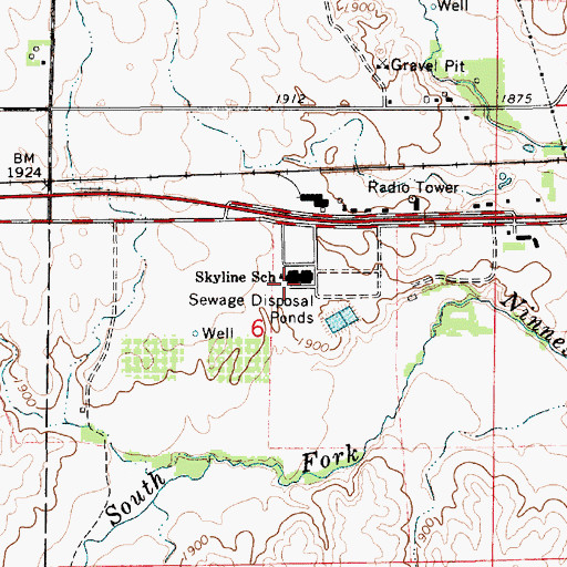 Topographic Map of Skyline High School, KS