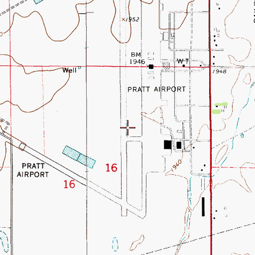 Topographic Map of Pratt Regional Airport, KS