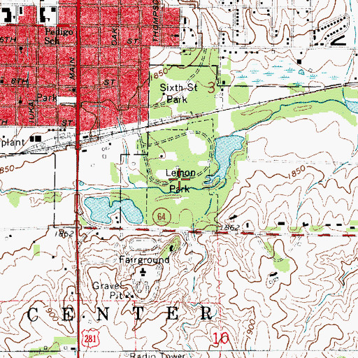 Topographic Map of Lemon Park, KS