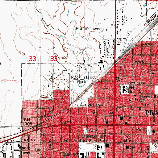 Topographic Map of Rock Island Park, KS