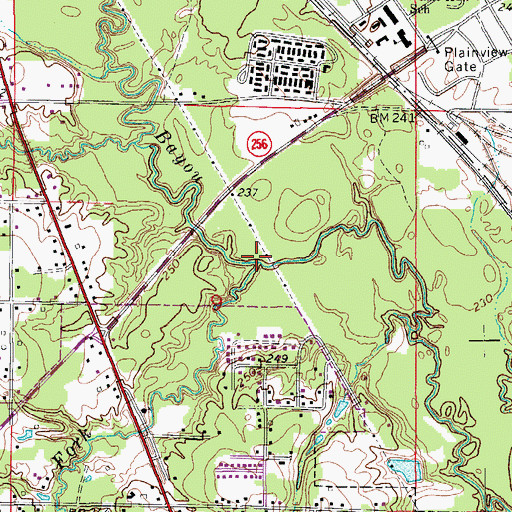 Topographic Map of Caney Bayou Fork, AR