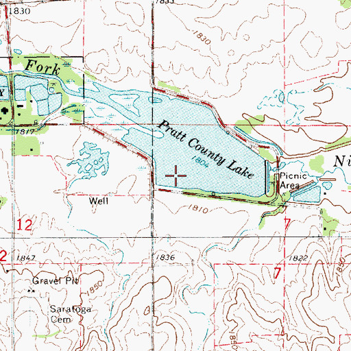 Topographic Map of Pratt County Lake, KS