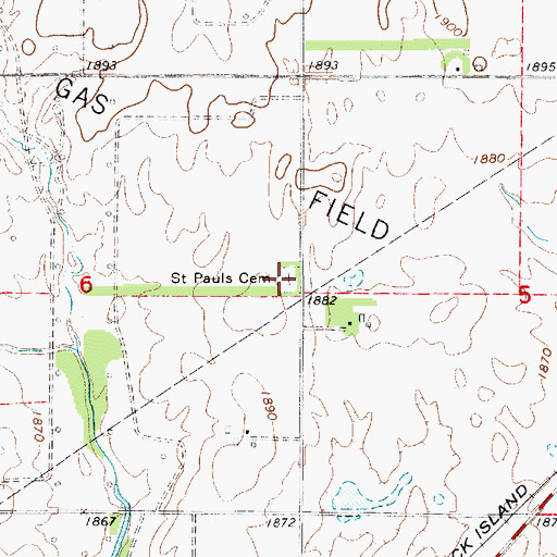 Topographic Map of Saint Pauls Cemetery, KS