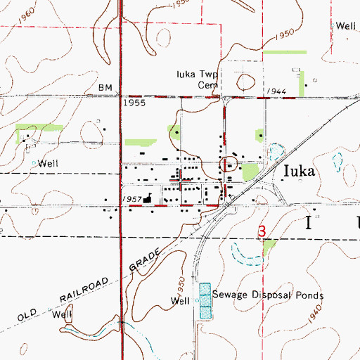 Topographic Map of Iuka, KS