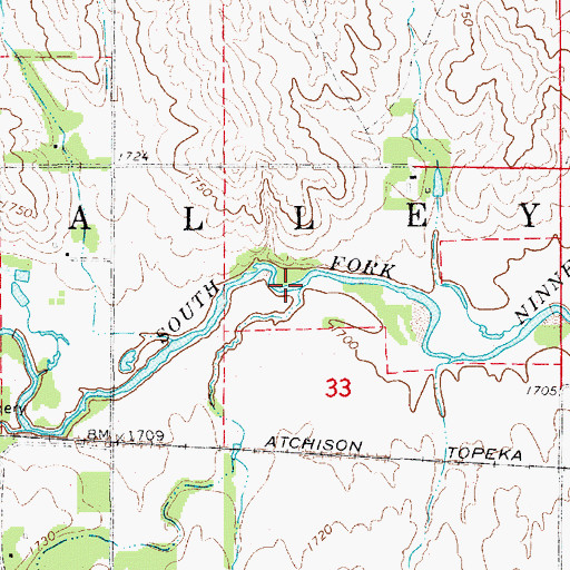 Topographic Map of Coon Creek, KS