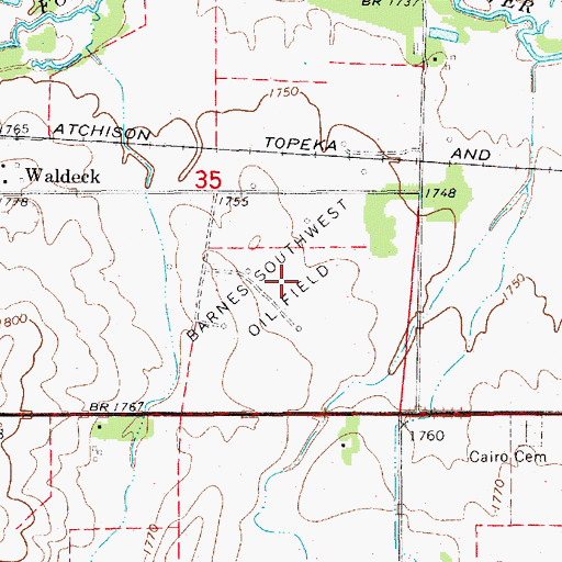 Topographic Map of Barnes Southwest Oil Field, KS