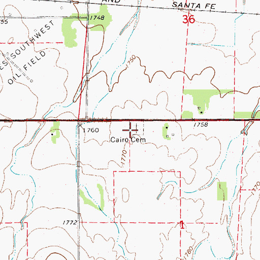 Topographic Map of Cairo Cemetery, KS