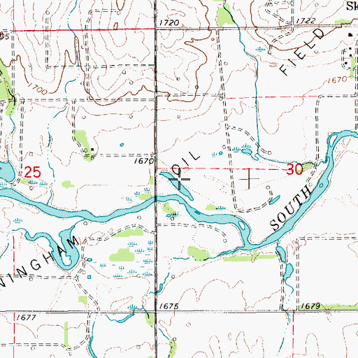 Topographic Map of Cunningham Oil Field, KS
