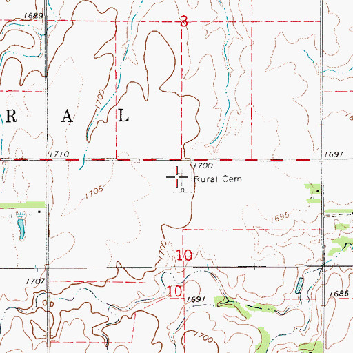 Topographic Map of Rural Township Cemetery, KS