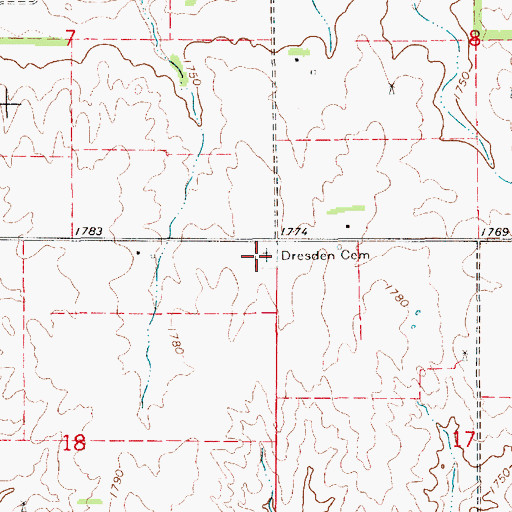 Topographic Map of Dresden Cemetery, KS