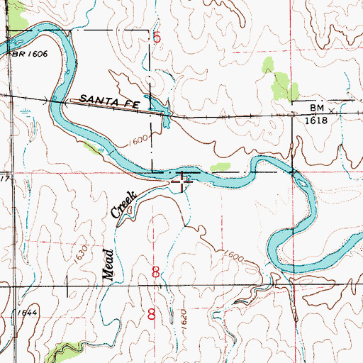 Topographic Map of Mead Creek, KS