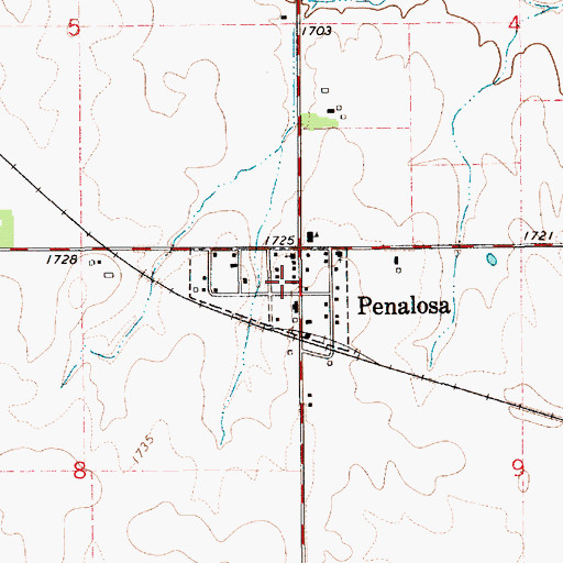 Topographic Map of Penalosa, KS