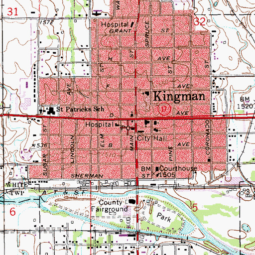Topographic Map of Kingman, KS