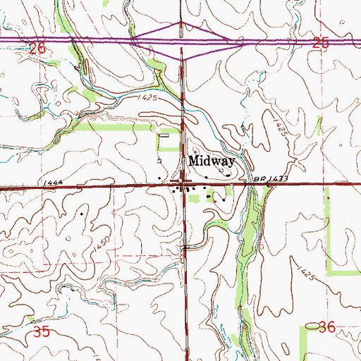 Topographic Map of Midway, KS