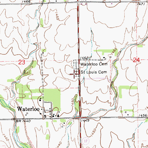 Topographic Map of Saint Louis Cemetery, KS