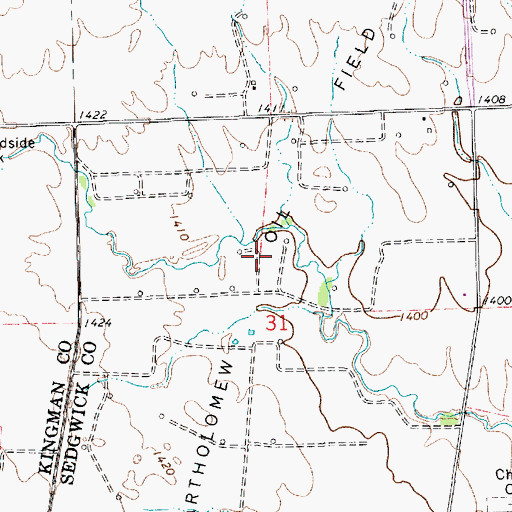 Topographic Map of Bartholomew Oil Field, KS