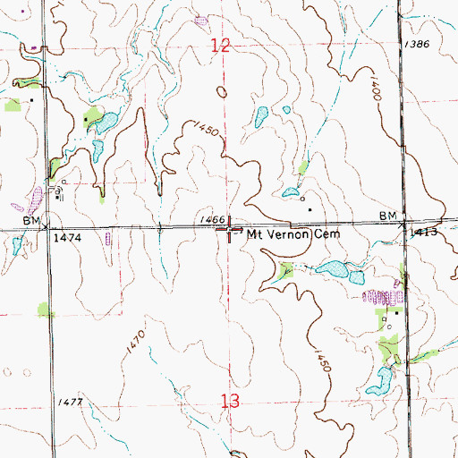 Topographic Map of Mount Vernon Cemetery, KS