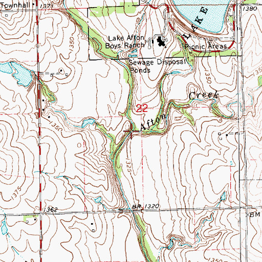 Topographic Map of Middle Branch Clearwater Creek, KS