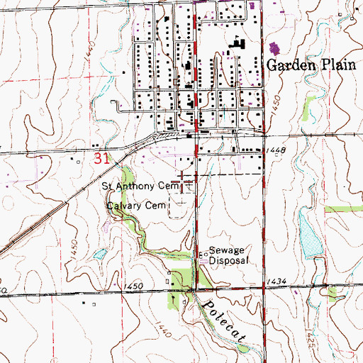 Topographic Map of Saint Anthony Cemetery, KS
