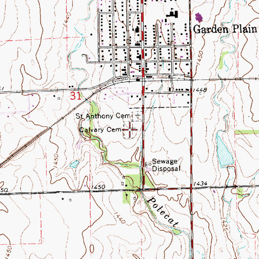 Topographic Map of Calvary Cemetery, KS