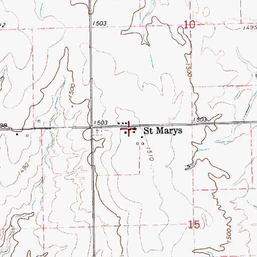 Topographic Map of Saint Marys, KS