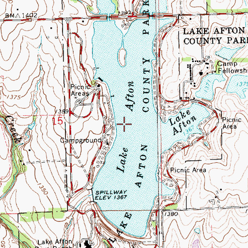 Topographic Map of Lake Afton County Park, KS