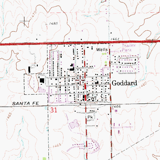 Topographic Map of Goddard, KS