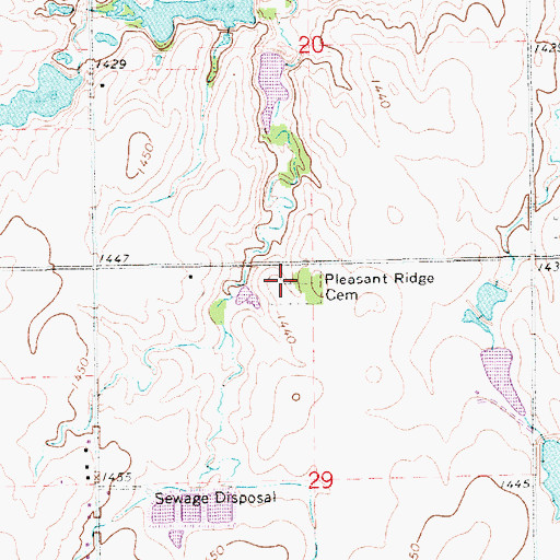 Topographic Map of Pleasant Ridge Cemetery, KS