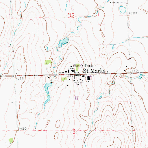 Topographic Map of Saint Marks, KS