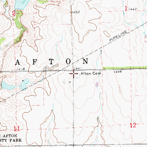 Topographic Map of Afton Cemetery, KS