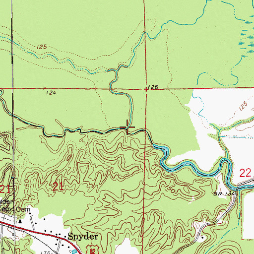 Topographic Map of Caney Creek, AR