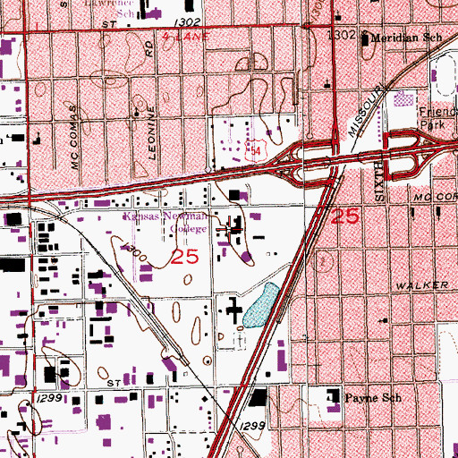 Topographic Map of Newman University, KS