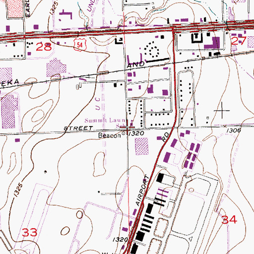 Topographic Map of Summit Lawn School, KS
