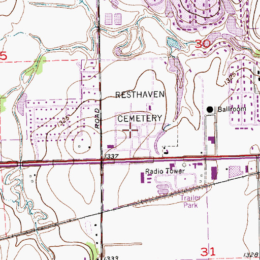 Topographic Map of Resthaven Cemetery, KS