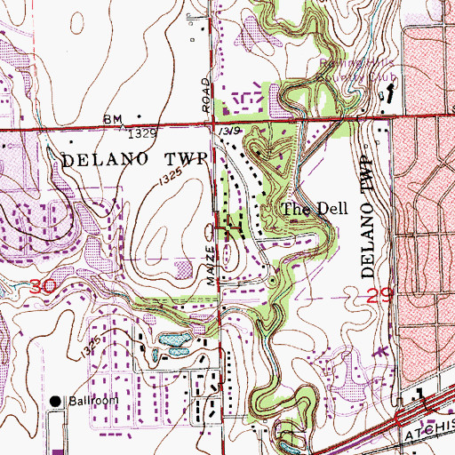 Topographic Map of The Dell, KS