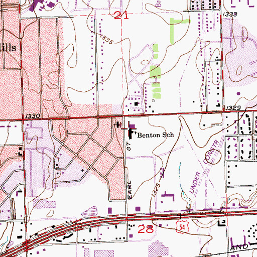 Topographic Map of Benton Elementary School, KS