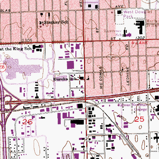 Topographic Map of Eureka School, KS