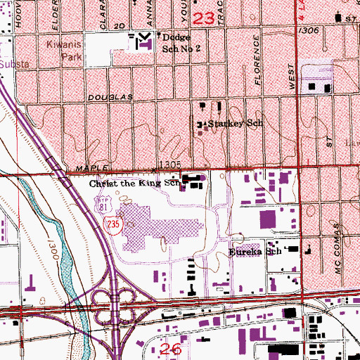 Topographic Map of Christ the King Catholic School, KS
