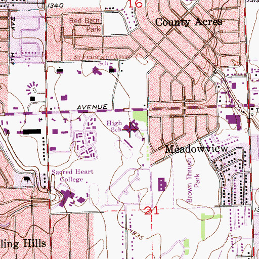 Topographic Map of Bishop Carroll Catholic High School, KS