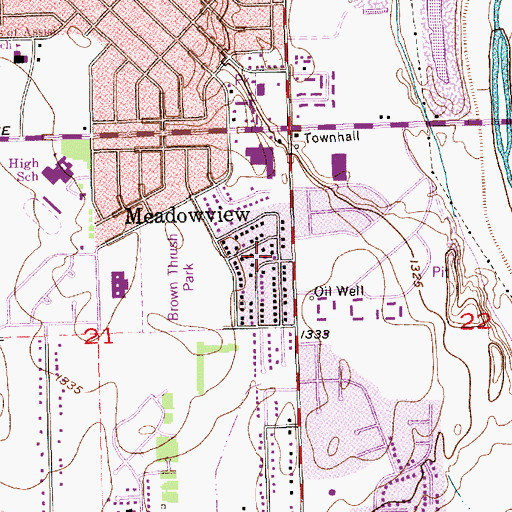 Topographic Map of Meadowview, KS