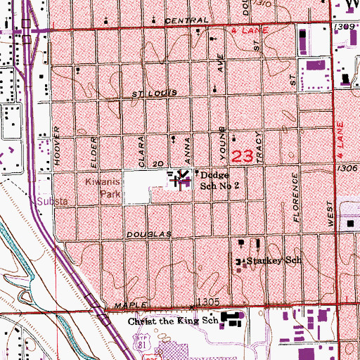 Topographic Map of Dodge Literacy Magnet Elementary School, KS