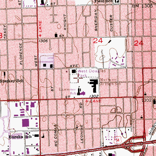Topographic Map of West Douglas Park, KS