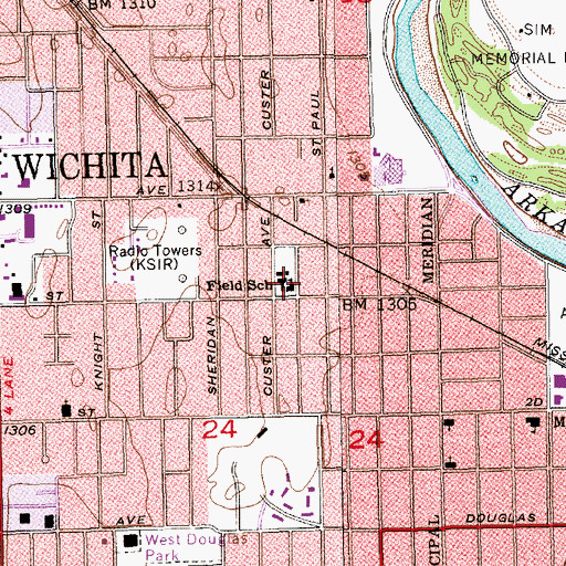 Topographic Map of Field Elementary School, KS