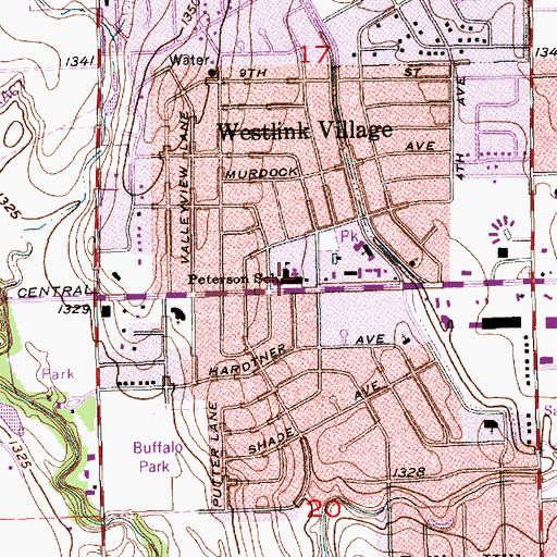 Topographic Map of Peterson Elementary School, KS